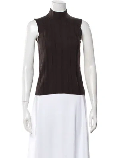 Pre-owned Giorgio Armani Cashmere Mock Neck Sweater In Brown