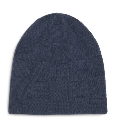 Giorgio Armani Cashmere Patchwork Beanie In Blue