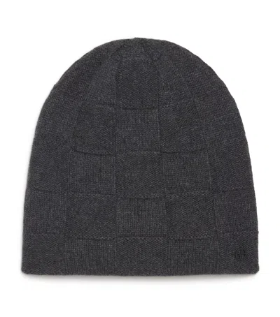 Giorgio Armani Cashmere Patchwork Beanie In Gray