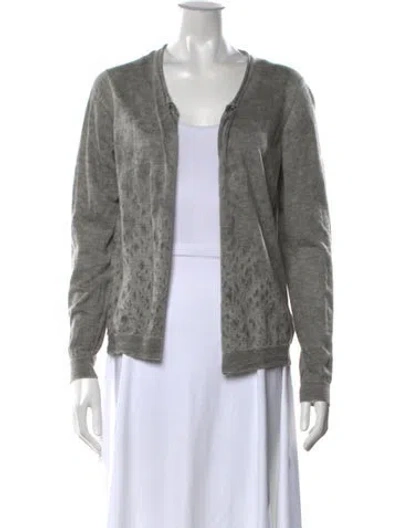 Pre-owned Giorgio Armani Cashmere Patterned Sweater In Grey
