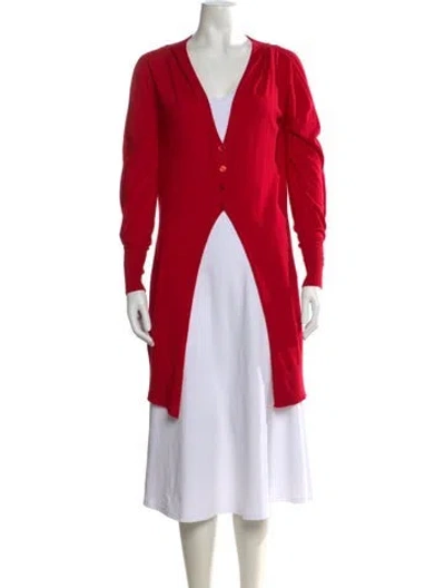 Pre-owned Giorgio Armani Cashmere Plunge Neckline Sweater In Red