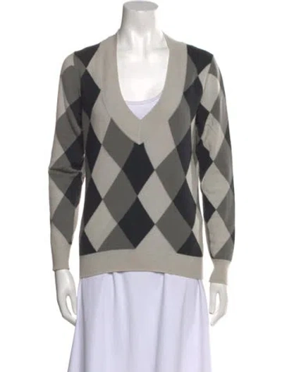 Pre-owned Giorgio Armani Cashmere Printed Sweater In Gray