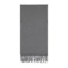 Giorgio Armani Luxe Grey Cashmere Fringed Scarf In Gray