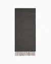 Giorgio Armani Official Store Cashmere Scarf With Embroidered Logo In Gray