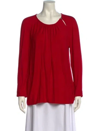Pre-owned Giorgio Armani Cashmere Scoop Neck Blouse In Red