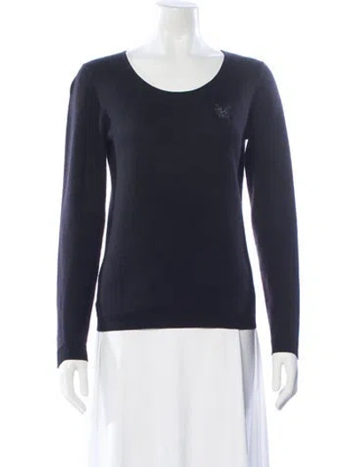 Pre-owned Giorgio Armani Cashmere Scoop Neck Sweater In Blue