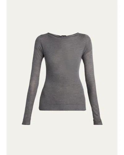 Giorgio Armani Cashmere Semi-sheer Sweater In Solid Light Blue