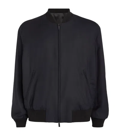 Giorgio Armani Cashmere-silk Bomber Jacket In Blue