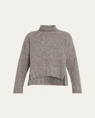 Giorgio Armani Cashmere-silk Boucle Turtleneck Sweater In Gray