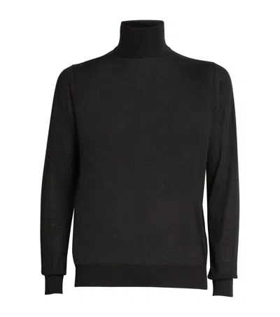 Giorgio Armani Cashmere-silk Rollneck Sweater In Black