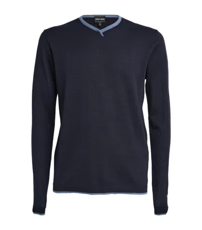Giorgio Armani Cashmere-silk Sweater In Blue