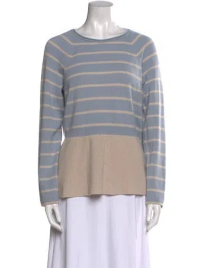Pre-owned Giorgio Armani Cashmere Striped Sweater In Blue