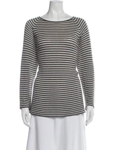 Pre-owned Giorgio Armani Cashmere Striped Sweater In White