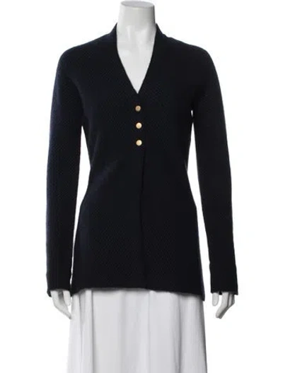 Pre-owned Giorgio Armani Cashmere V-neck Sweater In Blue