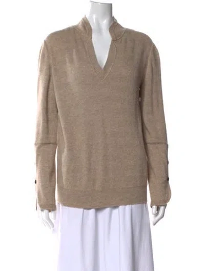 Pre-owned Giorgio Armani Cashmere V-neck Sweater In Neutral