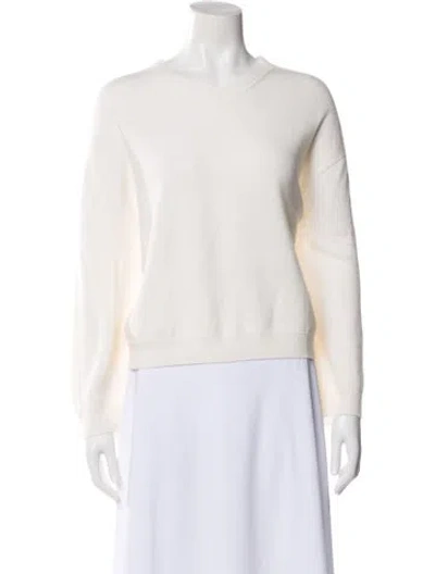 Pre-owned Giorgio Armani Cashmere V-neck Sweater In White