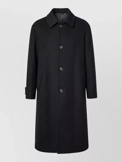Giorgio Armani Cashmere Wool Single-breasted Coat In Black