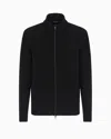 Giorgio Armani Cashmere Zip-up Mock-neck Cardigan In Black