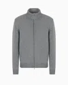 Giorgio Armani Cashmere Zip-up Mock-neck Cardigan In Grey