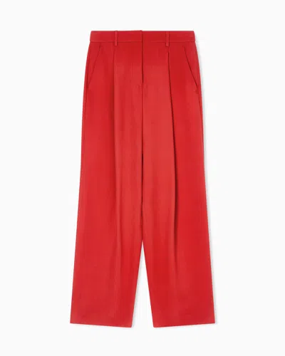 Giorgio Armani Pleated Wide-leg Trousers In Red