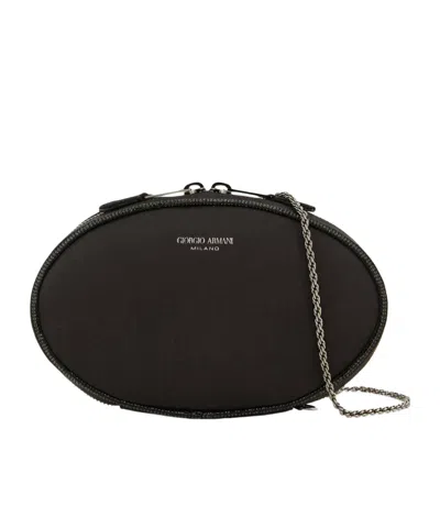 Giorgio Armani Chain-link Clutch Bag In Black