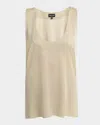 Giorgio Armani Chain-necklace Scoop-neck Shiny Viscose Jersey Tank Top In Gold