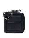 Giorgio Armani Chain Zip Leather Wallet In Blue