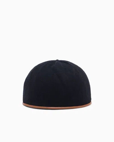 Giorgio Armani Chapeau Cagoule En Laine Vierge Et Cachemire In Black