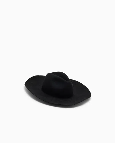 Giorgio Armani Chapeau Fedora En Feutre De Laine À Motifs Gravés In Black