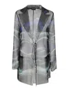 Giorgio Armani Night Water Print Self-tie Silk Blouse Jacket In Multicolour
