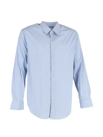 Pre-owned Giorgio Armani Check-print Long-sleeve Shirt In Blue
