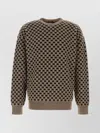 Giorgio Armani Checkered Knit Sweater Crew Neck Style In Brown