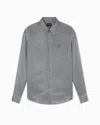Giorgio Armani Printed Satin Shirt With Button-down Collar In Gray