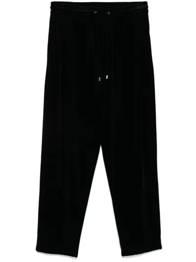 Giorgio Armani Chenille Drawstring Trousers In Blue