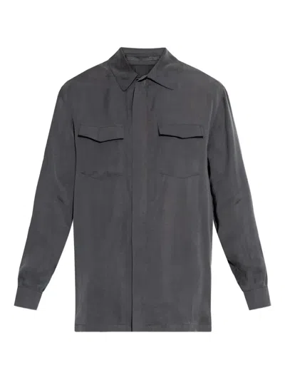 Giorgio Armani Chest-pockets Shirt Jacket In Gray