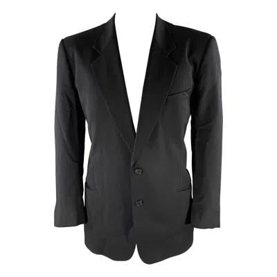 Pre-owned Giorgio Armani Chest Size 46 Navy Wool Notch Lapel Sport Coat In Blue