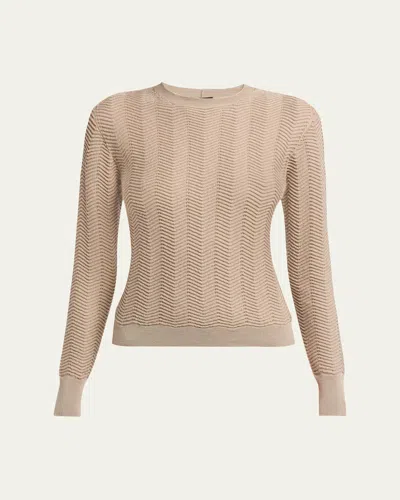 Giorgio Armani Chevron Cashmere Knit Crewneck Sweater In Brown