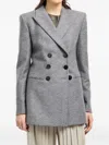 Giorgio Armani Asv Double-breasted Jacket In Virgin Wool And Cashmere Chevron Jacquard In Gray