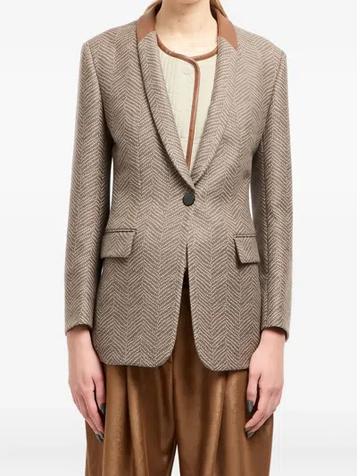 GIORGIO ARMANI CHEVRON-JACQUARD SINGLE-BREASTED BLAZER