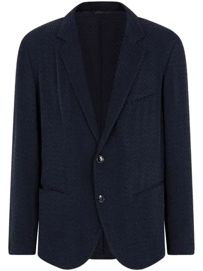 Giorgio Armani Chevron-pattern Blazer In Blau