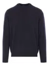 Giorgio Armani Chevron Pattern Long Sleeve Wool Blend Sweater In Blue
