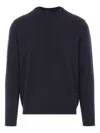 Giorgio Armani Chevron Pattern Long Sleeve Wool Blend Sweater In Blue