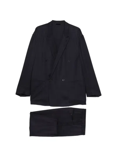 Giorgio Armani Chevron-pattern Suit In Blue