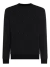 Giorgio Armani Embroidered Stretch Wool Blend Sweater In Black