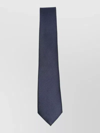 Giorgio Armani Chevron Pattern Tie Regular Width Textured In Blue
