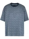 Giorgio Armani T-shirt Shirt In Chevron-print Silk In Black