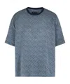 Giorgio Armani T-shirt Shirt In Chevron-print Silk In Blue