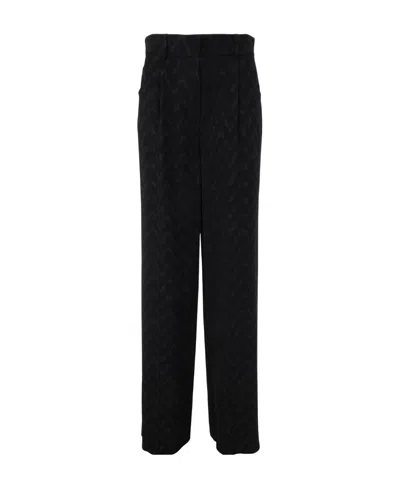 Giorgio Armani Chevron-print Wide-leg Trousers In Blue