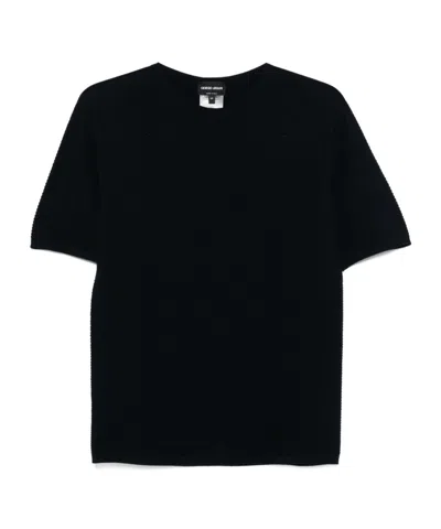 Giorgio Armani Chevron T-shirt In Blue
