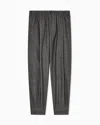 Giorgio Armani Chevron Virgin-wool And Cashmere Single-pleat Trousers In Gray